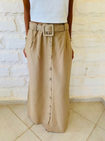 Beige Belted City Skirt