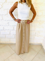 Beige Belted City Skirt