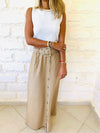 Beige Belted City Skirt