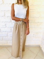 Beige Belted City Skirt