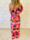 Fuchsia One Shoulder Printed Dress