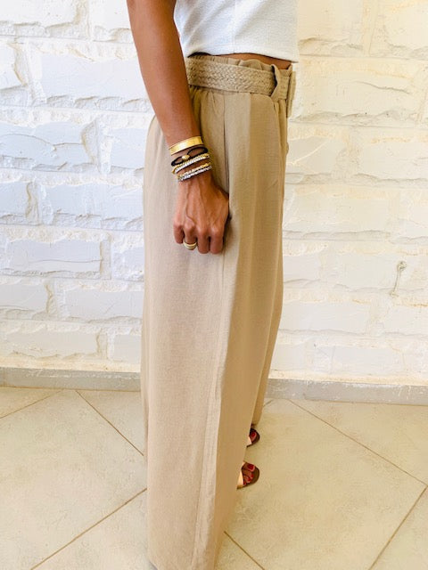 Beige Belted City Skirt