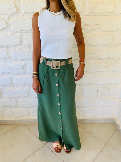 Olive Belted City Skirt