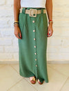 Olive Belted City Skirt