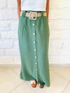 Olive Belted City Skirt