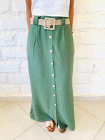 Olive Belted City Skirt