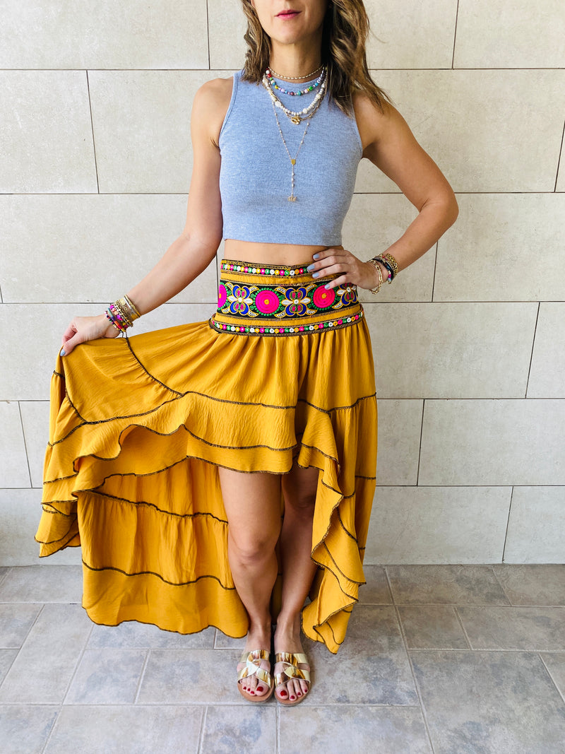 Mustard High Low Marrakech Skirt