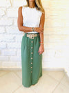 Olive Belted City Skirt