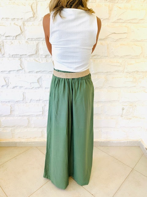 Olive Belted City Skirt
