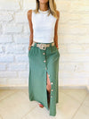 Olive Belted City Skirt