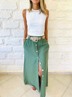 Olive Belted City Skirt