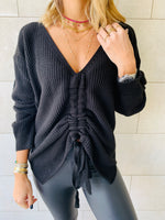 Black Front Pull Pullover