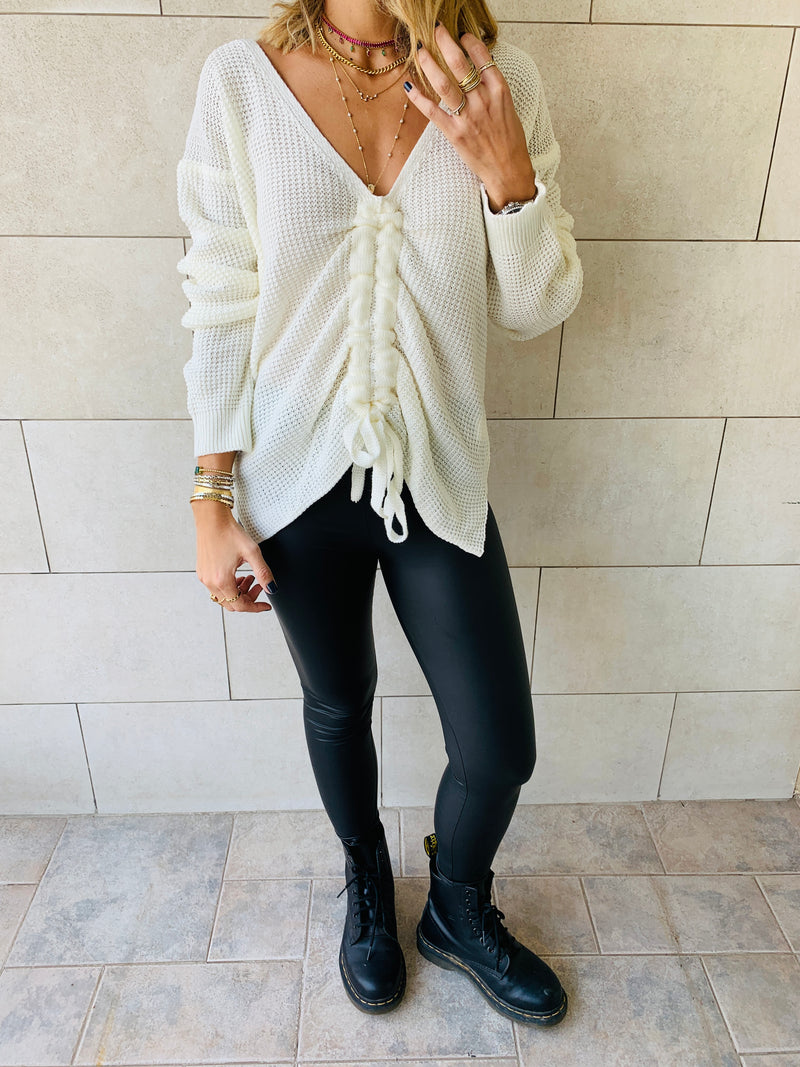 White Front Pull Pullover