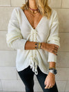 White Front Pull Pullover