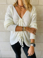 White Front Pull Pullover