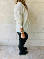 White Front Pull Pullover
