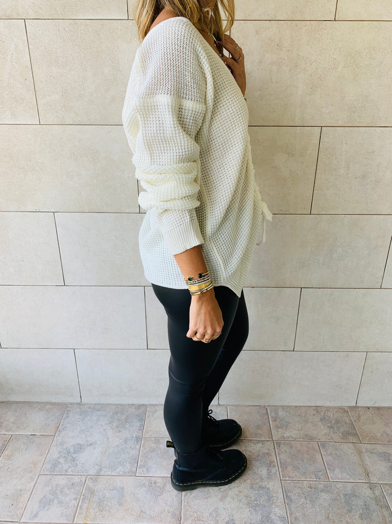 White Front Pull Pullover