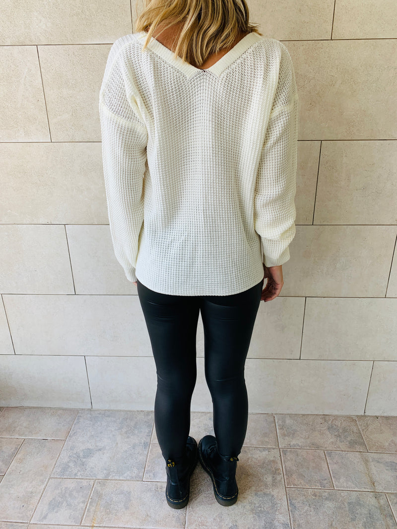 White Front Pull Pullover