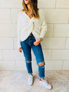 White Cropped Knot Pullover