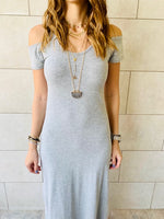Grey Cold Shoulder Maxi Dress