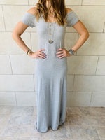 Grey Cold Shoulder Maxi Dress