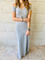 Grey Cold Shoulder Maxi Dress