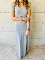 Grey Cold Shoulder Maxi Dress