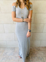 Grey Cold Shoulder Maxi Dress