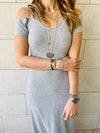Grey Cold Shoulder Maxi Dress