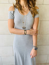 Grey Cold Shoulder Maxi Dress
