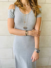 Grey Cold Shoulder Maxi Dress