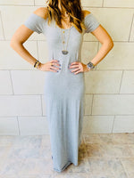 Grey Cold Shoulder Maxi Dress