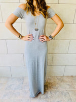 Grey Cold Shoulder Maxi Dress