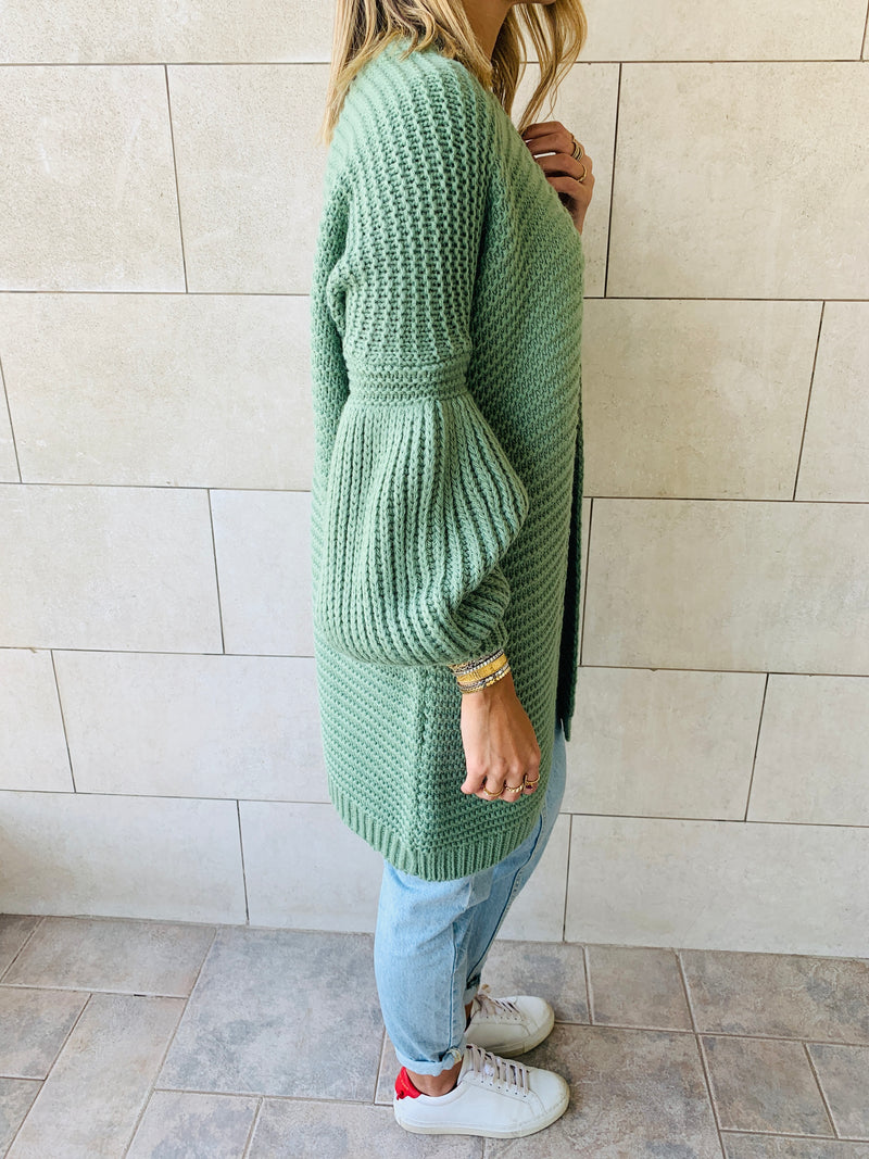 Pistachio Fluffing Around Cardi