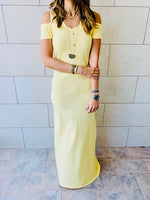 Yellow Cold Shoulder Maxi Dress