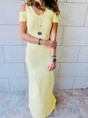 Yellow Cold Shoulder Maxi Dress