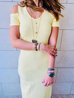 Yellow Cold Shoulder Maxi Dress