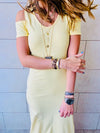 Yellow Cold Shoulder Maxi Dress
