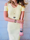 Yellow Cold Shoulder Maxi Dress