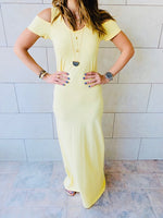 Yellow Cold Shoulder Maxi Dress