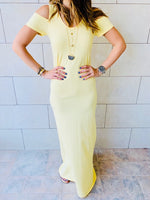 Yellow Cold Shoulder Maxi Dress