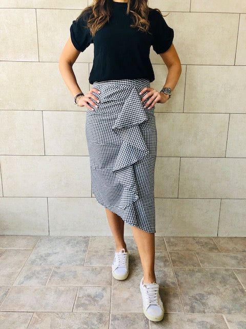 Gingham wrap deals ruffle skirt