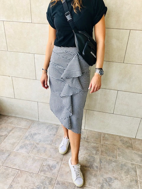 Gingham Midi Ruffle Skirt Frillu