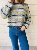 Grey Hello Spring Cropped Knit