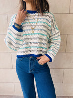 Blue Hello Spring Cropped Knit