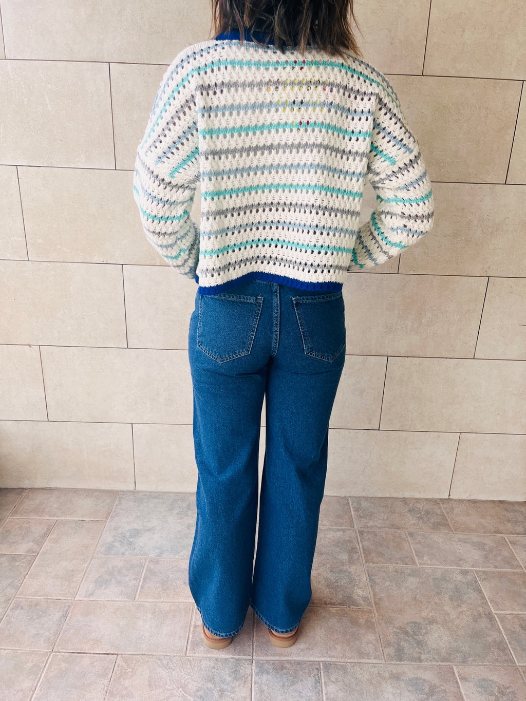 Blue Hello Spring Cropped Knit