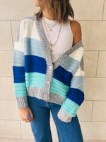 Blue Colorway Cropped Knit Cardi