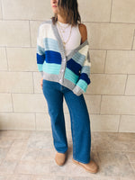 Blue Colorway Cropped Knit Cardi