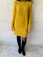 Mustard Braid Knit Dress