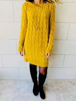 Mustard Braid Knit Dress